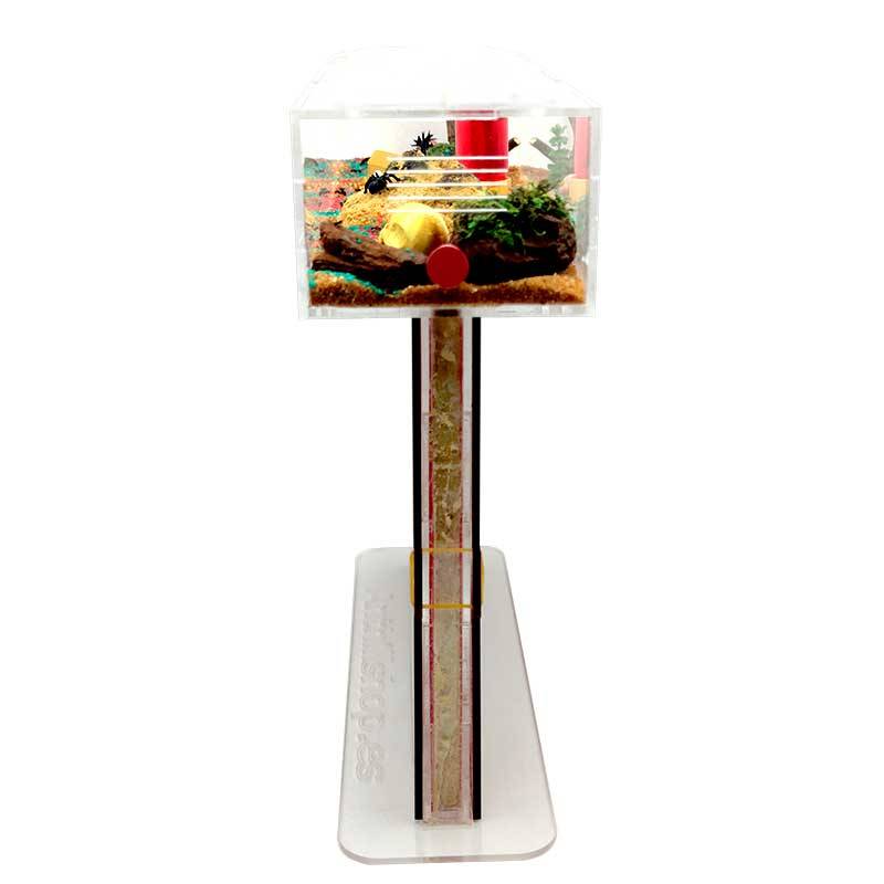 hormiguero con tapa roja protectora para las hormigas con decoración